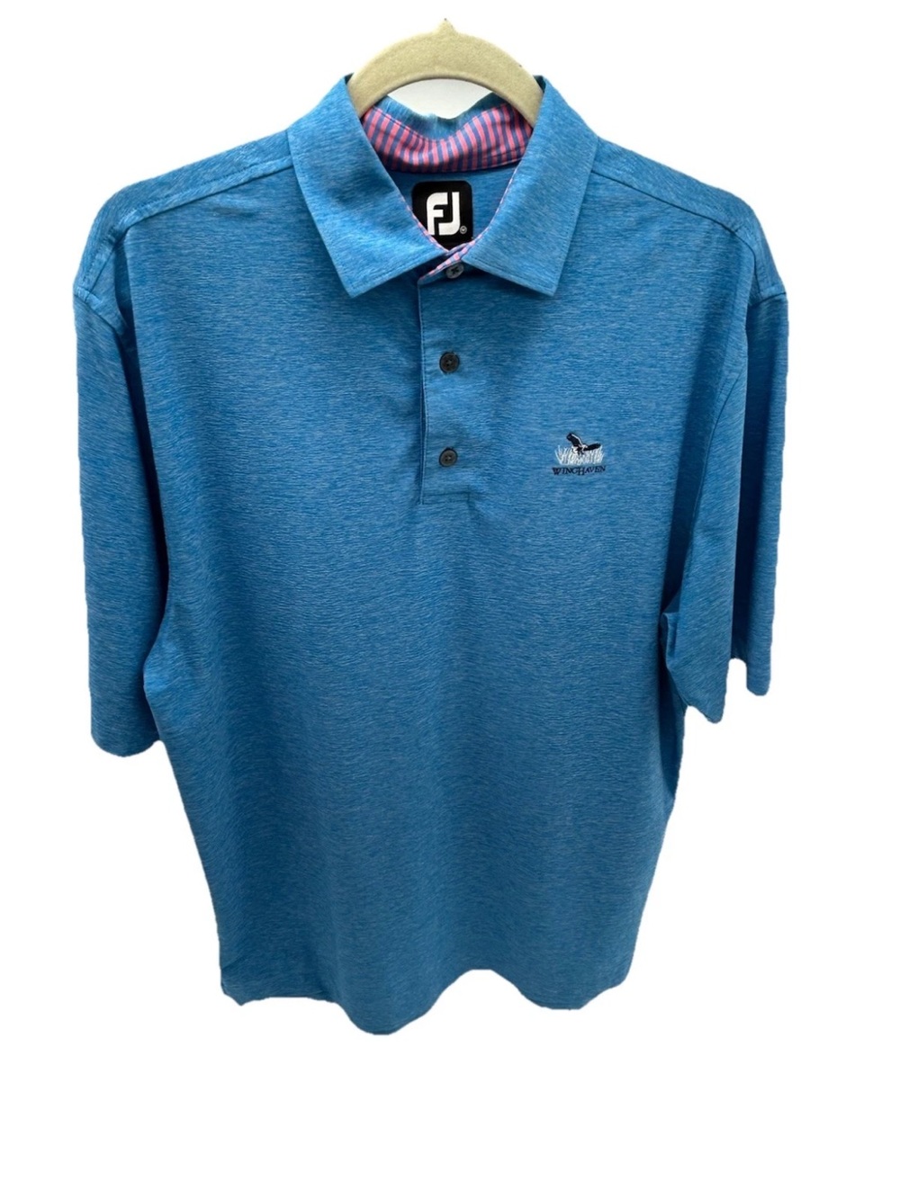 FootJoy Blue Heather Performance Golf Polo with Embroidered Logo